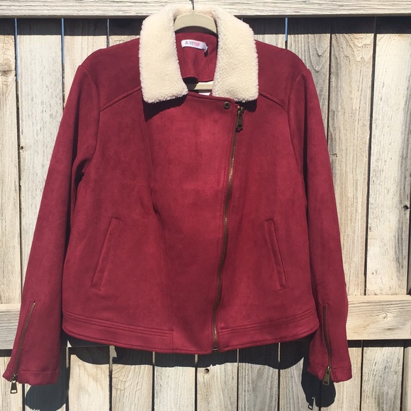 JustFab Jackets & Blazers - Faux Suede Moto Jacket